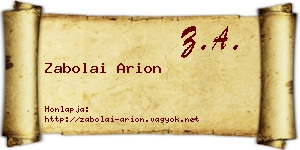 Zabolai Arion névjegykártya